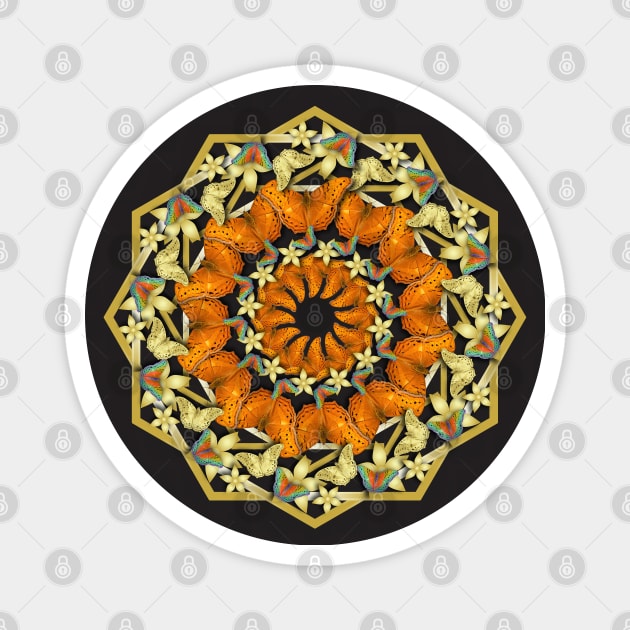 Kaleidoscope of butterflies and flowers Magnet by hereswendy